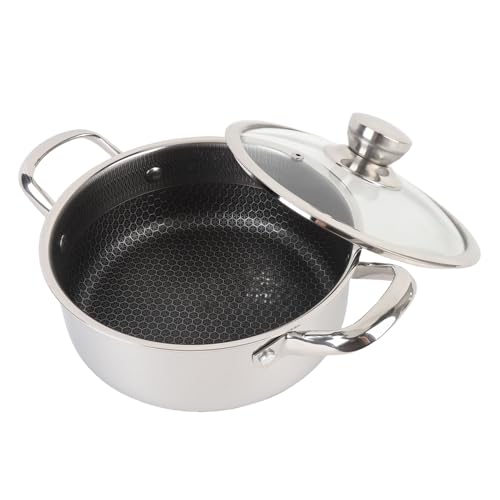 Ausla Edelstahl-Stocktopf-Set 3-lagiges Verbunddesign mit Doppelseitiger Geätzter Rutschfester Oberfläche für Gas-Induktions-Keramikkochfelder. (32CM) von Ausla