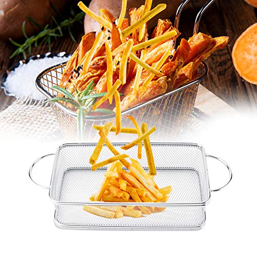 Ausla Edelstahlbratenkorb, Ergonomischer Griff, Multifunktionskorb für DIY-Pommes Frites, Kartoffelchips, Zwiebelringe, Brathähnchen, Einfach zu Machen, Hergestellt aus Premium-Lebensmitteln (27*12*6) von Ausla