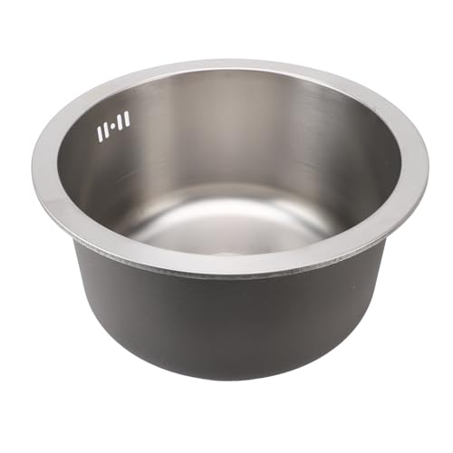 Ausla Einzelschalenrunde Waschbecken, 304 Edelstahl Gebürstete Oberflächendesign, Anti -Überlauf -Feature, Platzsparende Küchenspüle, Geeignet für Familienküche, Bar, Langlebig und praktisch. von Ausla