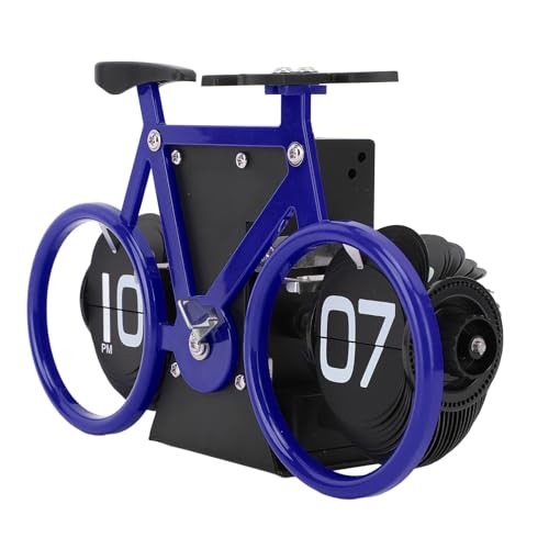 Ausla Fahrradförmige Flip-Uhr, Vintage-Timer mit Mechanischem Getriebe, Büro-/Heimschreibtisch-Dekoration mit Zeit- und Erinnerungsfunktion (Blue) von Ausla