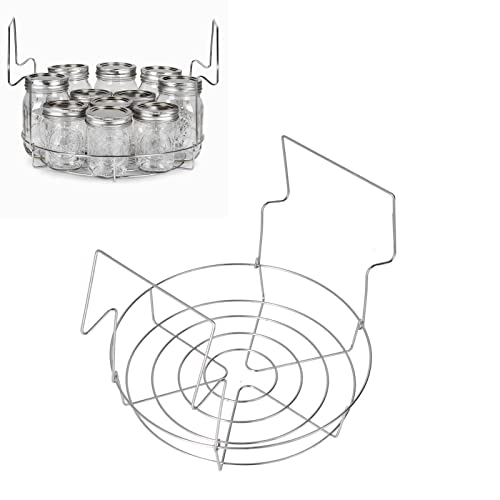 Ausla Flaches Einmachregal aus Edelstahl, Wasserbad Einmachregal Verbrühungshemmend Faltbar Konturierte Stahlgriffe Einmachregal für 8 Einmachgläser mit 16 Flüssigunzen von Ausla