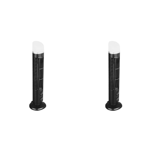 Ausla Flügelloser Turmventilator, 2er-Pack, Oszillierender, Leiser Desktop-Turmventilator, der Kalte Luft mit LED-Licht für das Heimbüro und die Schule Bläst, 10,5 X 33 Cm von Ausla