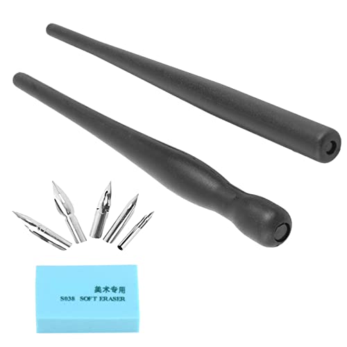 Ausla Füllfederhalter-Nib-Set Zeichnen Dip Manga Set mit 5 Edelstahl-Nibs, 2 Kunststoff-Penhaltern, 1 Radiergummi für Comic-Zeichnung Manga Kunst Filigran-Design von Ausla