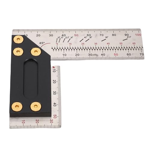 Ausla Holzbearbeitung Quadratischer Lineal, 100 Mm / 3,94 Zoll, Edelstahl Rechtwinkliges Layout -Werkzeug mit Markierungslöchern von Ausla