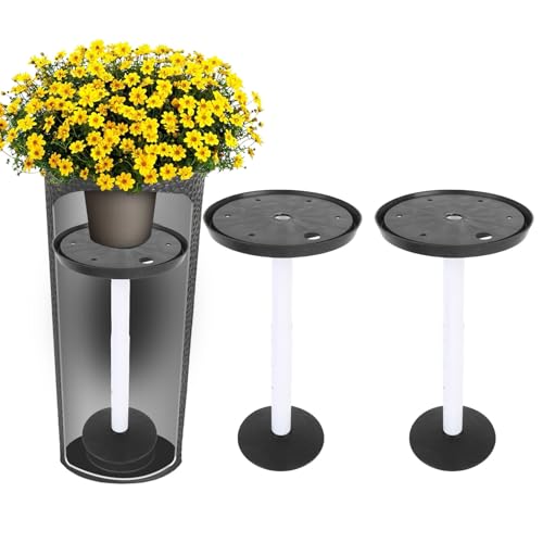 Ausla Pflanzgefäß Füllsockel Verstellbarer Pflanzenheber-Einsatz für Große Töpfe mit Drainagelöchern 28-43 cm / 11-17 Zoll Indoor-Outdoor Hohe Konische Pflanzenbehälter (Black) von Ausla