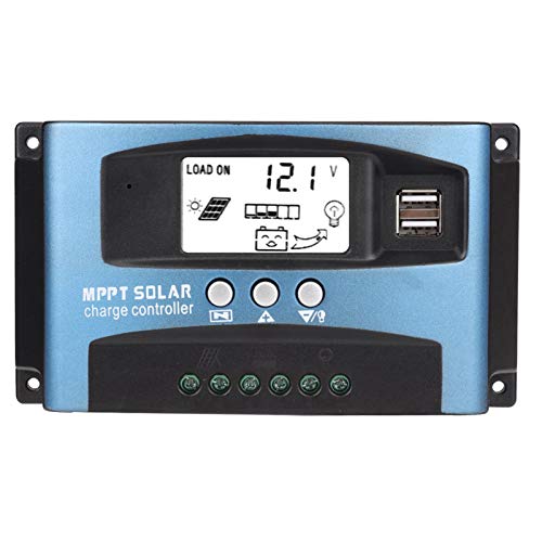 Ausla Solarregler MPPT Victron-Solarladeregler, Auto 40/50/60/100A Solarladeregler Dual USB LCD Display 12V 24V Solarpanel Batterie Intelligenter Regler Auto Paremeter Einstellbar(50A) von Ausla