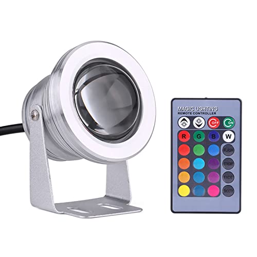 Ausla Unterwasser LED Licht, RGB Strahler, 10W 12V außen Pool Beleuchtungen, IP65 wasserdichte Unterwasser-LED-Licht, für Schiffen, Yachten, Teiche, Brunnen und Aquarien (Silberschale) von Ausla