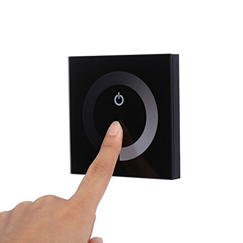 Ausla Wand Touch Panel Controller Dimmer Wandschalter Helligkeit einstellbar Sensorkontrolle DC 12V-24V für Single Color LED(Schwarz) von Ausla