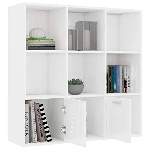 Bücherschrank, robust und langlebig, leicht zu reinigendes Bücherregal aus Spanplatte mit 7 offenen Würfeln und 2 Türen für Büro, Wohnzimmer, Zuhause von Ausla