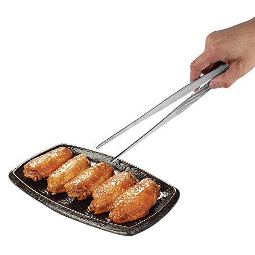 Ausla Professionelle Küchenzange, Feine Edelstahlzange mit Rutschfester Zahnmaserungszange für Barbecue Grill Ofen 30x1,3cm von Ausla