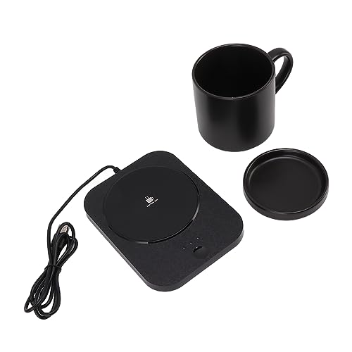 Kaffeetassenwärmer, Kaffeetassen-Elektrowärmer, Intelligent, 55 ℃, Konstant Warm, USB-Netzteil, Getränkewärmer, Keramiktassen-Schreibtisch, 5 V, Heim- und Büro-Schreibtisch (Black) von Ausla