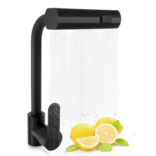 Küchenarmatur, Kupfer-Wasserfall-Küchenarmatur, 3 Wassermodi, Küchenmischbatterie, 360 Grad Drehbarer Küchenspüle-Wasserhahn, Einhand-Wasserhahn, 31 X 14 X 19 Cm (BLACK) von Ausla