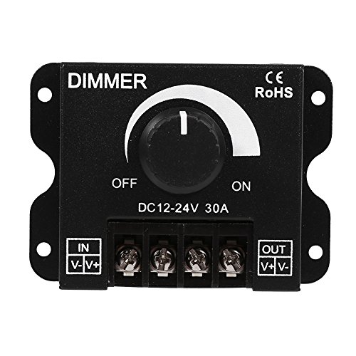 LED Dimmer Schalter DC 12V 24V 30A PWM Drehdimmer Unterputz Dimmschalter Controller mit Einstellbarer Helligkeit für Einzelfarbe LED Streifen Beleuchtung Lampe Band Licht von Ausla