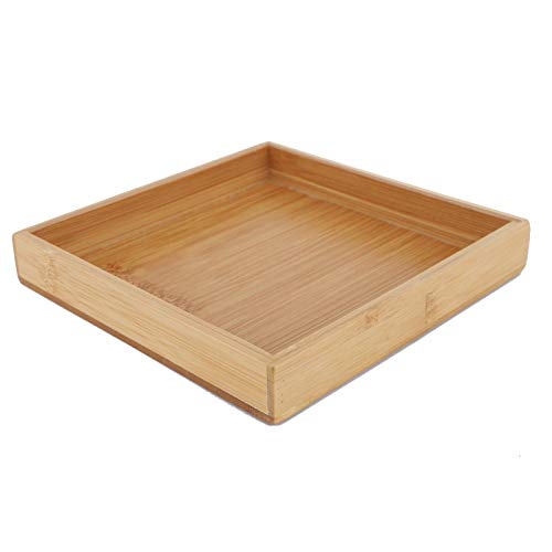 Serviertablett, Bambus-Tablett, Rechteckiges Tablett-Set Im Japanischen Stil, Tee-Getränk-Servierplatte, Holz-Serviertablett für Speisen, Frühstück, Abendessen, Kaffeetisch,(19.3 * 19.3 * 3 cm) von Ausla