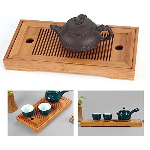 Ausla Tee-Tablett, Serviertablett, Japanischen Gongfu Teetablett aus Bambus, für Teehaus, Home, Office, 27 x 14 x 3 cm ﻿ von Ausla