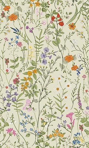 Auspicium Vintage Floral Peel und Stick Tapete selbstklebend abnehmbar Vintage bunte Blumentapete Vinyl Blume Kontakt Papier für dekorative Schlafzimmer Bad Haus Wand (17,3 "x118) Gelb von Auspicium