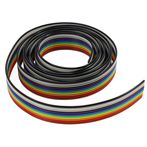 Aussel 10 Draht 20 Fuß Flachbandkabel 1,27 mm Rainbow Color Flachkabel für 2,54 mm Steckverbinder (10Wire/6M) von Aussel