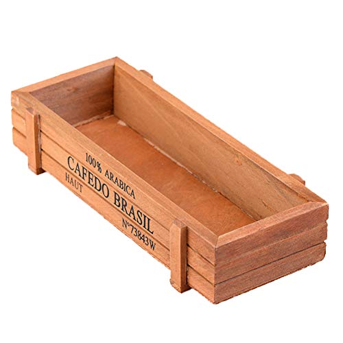 Austinstore Holz-Pflanzgefäß für Garten, Hof, rechteckig, für Sukkulenten, Geschenk, Holzfarbe von Austinstore