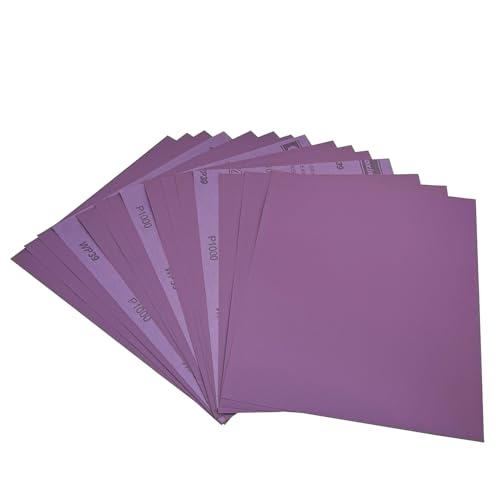 AutKerige Schleifpapier 1000 Körnung, 230 x 280mm 15 Stück Schleifpapier Nass, Aluminiumoxid Schleifpapier Set für, Metall, Glas, Auto, Holzmöbel von AutKerige