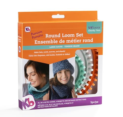 Authentic Knitting Board KB8150 KB8100-FBA Grobes, rundes Strickmuster-Set, Kunststoff, Orange/Abendrot im Zickzackmuster (Sunset Chevron) von Authentic Knitting Board