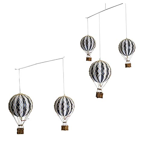 Authentic Models - Mobile - Ballon Mobilie - Floating the Skies - Farbe: Schwarz Weiß - Pappe, Korb, Eisen - Maße gesamt: 85 x 66,5 cm - Ø eines Ballons: 8,5 cm von Authentic Models