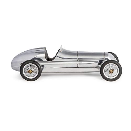 Authentic Models | Modellauto Silberpfeil aus silbernem Aluminium mit schwarzem Sitz | PC014 | Oldtimer Rennwagen | 31 x 15 x 9 cm von Authentic Models