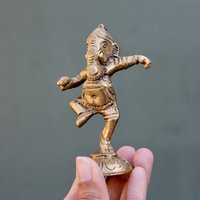 Jahrgang Messing Lord Ganesha, Hindu/Hinduismus Symbol, Reisealtar Gottheit Statue Oder Meditation Tischdekoration von AuthenticsBySilu