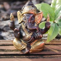 Vintage Messing Lord Ganesha, Hindu/Hinduismus Symbol, Reise Altar Gottheit Statue Oder Meditation Tisch Dekor von AuthenticsBySilu