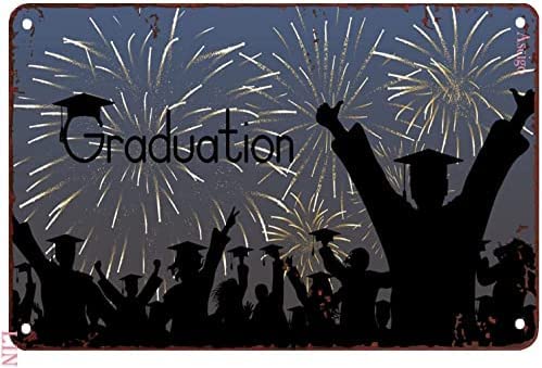 2023 Graduate Yard Schild Silhouette Happy Graduates In Graduation Caps Blechschild Dekor Chic Kunst Wand Metallschilder für Küche Home Office Bar Cafe Dekor Geschenke für Frauen Männer 20,3 x 14,9 cm von Authere