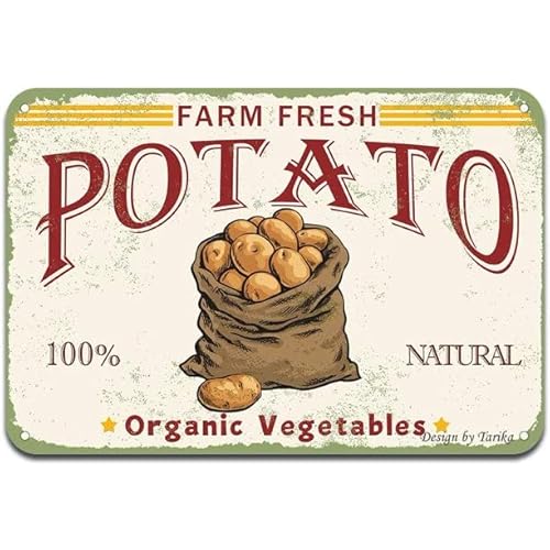 Blechschild mit Aufschrift "Farm Fresh Potatoes", 100 % natürlich, organisch, Gemüse, rustikale Wanddekoration, Metallschild, lustig, Garage, Bar, Küche, Regel, humorvoll, Vintage, Heim-Blechschilder Blechschild mit Aufschrift "Farm Fresh Potatoes", 100 % natürlich, organisch, Gemüse, rustikale Wanddekoration, Metallschild, lustig, Garage, Bar, Küche, Regel, humorvoll, Vintage, Heim-Blechschilder von Authere