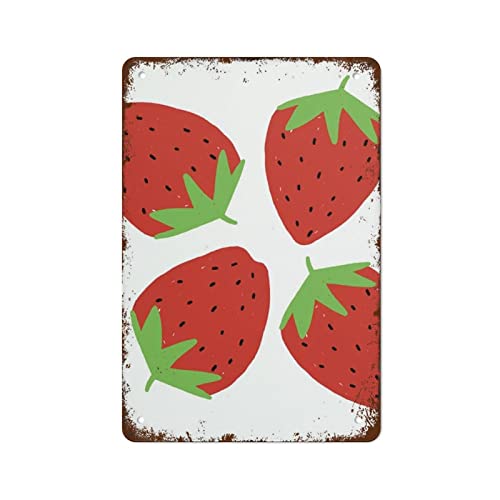 Erdbeer-Kunstdruck, Vintage-Blechschild, Metallschild, Retro-Wanddekoration für Zuhause, Cafés, Büro, Geschäft, Pubs, Club, Geschenk, für Frauen, Männer, Mädchen, Jungen, 20,3 x 14,9 cm, Schild aus Erdbeer-Kunstdruck, Vintage-Blechschild, Metallschild, Retro-Wanddekoration für Zuhause, Cafés, Büro, Geschäft, Pubs, Club, Geschenk, für Frauen, Männer, Mädchen, Jungen, 20,3 x 14,9 cm, Schild aus von Authere