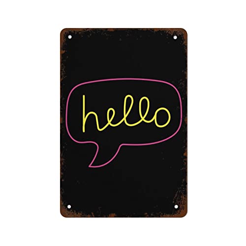 Hallo Zitat Druck Happy Poster Positives Zitat Druck Wandkunst Heimdruck Geschenke Drucke Schlafzimmer Poster Retro Metall-Blechschild Vintage Aluminiumschild für Zuhause Kaffee Wanddekoration von Authere