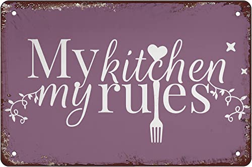 Lila Küchendekoration My Kitchen My Rules Bauernhaus Küche Kochen Geschenk Blechschild Kunst Küche Dekor Lustiges Küchenregeln Zitat Wanddekoration Vintage Modern Rustikale Bauernhaus Küche Dekoration von Authere