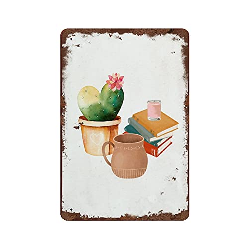 Lustiges Retro-Blechschild aus Metall, Motiv: Kaffeepause, Heim- oder Bürodekoration, Kaktus, Wandkunst, Kaffeetasse, Bücher, Bühnendekoration, Plakette für Zuhause, Badezimmer und Café, Bar, Pub Lustiges Retro-Blechschild aus Metall, Motiv: Kaffeepause, Heim- oder Bürodekoration, Kaktus, Wandkunst, Kaffeetasse, Bücher, Bühnendekoration, Plakette für Zuhause, Badezimmer und Café, Bar, Pub von Authere