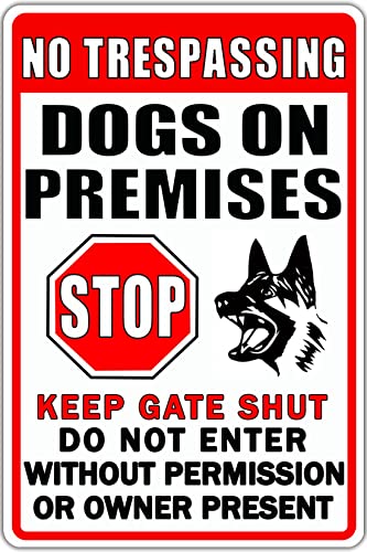 Lustiges Warnschild mit Aufschrift "Beware Of Dog", englische Aufschrift "Warning Do Not Enter", Metallschilder "No Trespassing Dogs On Premises", Blechschilder mit Aufschrift "Dog In Yard Stop Keep Lustiges Warnschild mit Aufschrift "Beware Of Dog", englische Aufschrift "Warning Do Not Enter", Metallschilder "No Trespassing Dogs On Premises", Blechschilder mit Aufschrift "Dog In Yard Stop Keep von Authere