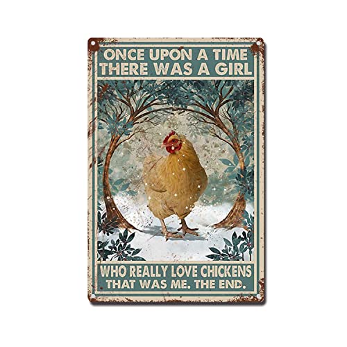 Metall-Blechschild im Vintage-Stil, Motiv: Huhn Once Upon A Time There Was A Girl, Wanddekoration für Küche, Garage, Esszimmer, Heimdekoration, Hoteldekoration, Geschenke, 20,3 x 30,5 cm Metall-Blechschild im Vintage-Stil, Motiv: Huhn Once Upon A Time There Was A Girl, Wanddekoration für Küche, Garage, Esszimmer, Heimdekoration, Hoteldekoration, Geschenke, 20,3 x 30,5 cm von Authere