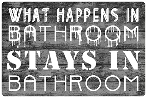 Metall-Blechschild mit Sprüchen, lustiges Poster, Plaketten mit Aufschrift "What Happens In Bathroom Stays In Bath", Zuhause oder Büro, Schule, Wandschild, 30,5 x 20,3 cm Metall-Blechschild mit Sprüchen, lustiges Poster, Plaketten mit Aufschrift "What Happens In Bathroom Stays In Bath", Zuhause oder Büro, Schule, Wandschild, 30,5 x 20,3 cm von Authere