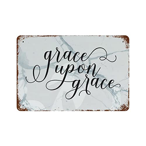 Metallschild "Grace Upon Grace", Bibelvers, Metall-Blechschild, Vintage-Design, Aluminiumschild, Retro-Schild, Wandkunst, Dekoration für Küche, Bar, Wohnaccessoires, Geschenke für Frauen und Männer Metallschild "Grace Upon Grace", Bibelvers, Metall-Blechschild, Vintage-Design, Aluminiumschild, Retro-Schild, Wandkunst, Dekoration für Küche, Bar, Wohnaccessoires, Geschenke für Frauen und Männer von Authere