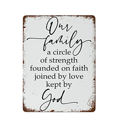 Metallschild mit Aufschrift "Our Family A Circle of Strength Founded on Faith Joined by Love Kept by God", englische Aufschrift "Our Family A Circle of Strength Founded on Faith Joined by God Family von Authere