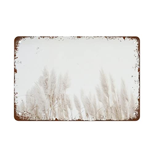 Pampasgras Boho Wandkunst Sommer Feld Weizen Retro Blechschild Vintage Metallschilder Vintage Wanddekoration Blechschild Lustige Dekorationen für Zuhause Bar Pub Cafe Bauernhof Zimmer Metall Poster von Authere