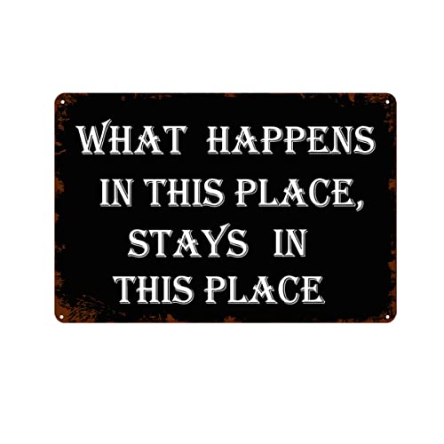 Retro-Blechschild, lustiges "What Happens In This Place Stays In This Place" Vintage-Metallposter für Bar, Café, Küche, Garage, Berge, Schuppen, Wandkunst, Dekoration, Geschenke für Frauen und Männer Retro-Blechschild, lustiges "What Happens In This Place Stays In This Place" Vintage-Metallposter für Bar, Café, Küche, Garage, Berge, Schuppen, Wandkunst, Dekoration, Geschenke für Frauen und Männer von Authere