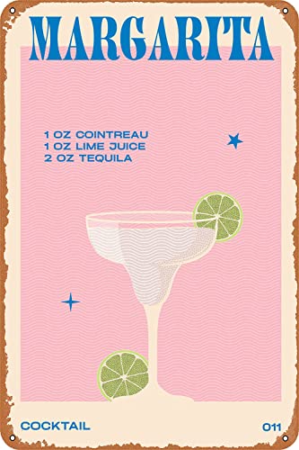 Retro Cocktail Margarita Metall-Blechschild Metallschilder Wandkunst Pub Bar Männerhöhle Raumdekor Druck Poster 20,3 x 30,5 cm von Authere
