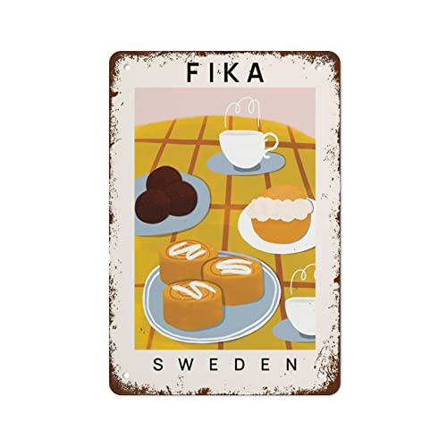 Retro-Metall-Blechschild, Vintage-Schild, Fika, Essen, Retro-Poster, Küche, Wandkunst, Vintage-Stil, Wanddekoration, Retro-Kunst-Blechschild, Wanddekoration für Zuhause, Bar, Pub, Café, Bauernhof Retro-Metall-Blechschild, Vintage-Schild, Fika, Essen, Retro-Poster, Küche, Wandkunst, Vintage-Stil, Wanddekoration, Retro-Kunst-Blechschild, Wanddekoration für Zuhause, Bar, Pub, Café, Bauernhof von Authere
