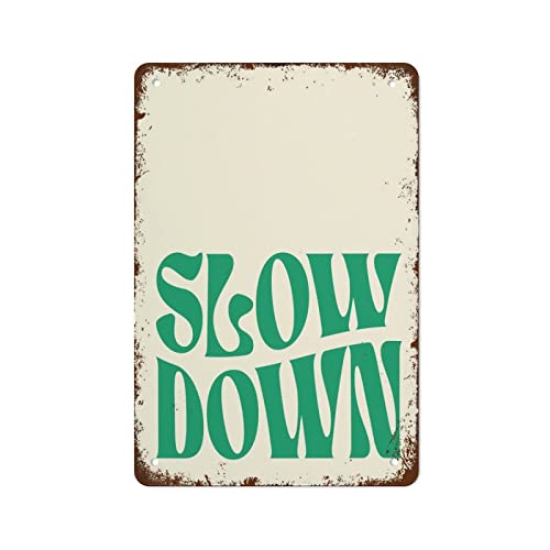 Retro-Poster "Slow Down", Zitat, Wanddruck, trendiges Poster, Achtsamkeits-Druck, Kunst, Retro, Smaragdgrün, Retro, Metallblechschild, Vintage-Aluminiumschild für Zuhause, Kaffee, Wanddekoration Retro-Poster "Slow Down", Zitat, Wanddruck, trendiges Poster, Achtsamkeits-Druck, Kunst, Retro, Smaragdgrün, Retro, Metallblechschild, Vintage-Aluminiumschild für Zuhause, Kaffee, Wanddekoration von Authere