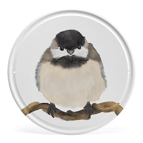 Rundes Metall-Blechschild Chickadee, Vogel auf Ast, Metall-Blechschilder, Vogelschild, Poster, Wanddekoration für Vögel, Innen- und Außenbereich, Wanddekoration, Kunstgeschenke für Frauen und Männer Rundes Metall-Blechschild Chickadee, Vogel auf Ast, Metall-Blechschilder, Vogelschild, Poster, Wanddekoration für Vögel, Innen- und Außenbereich, Wanddekoration, Kunstgeschenke für Frauen und Männer von Authere