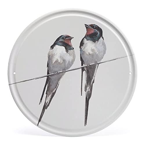 Rundes Metall-Blechschild Schwalben Vogel Metallplatte Blechschild Vogel Eisen Poster Kunst Dekor Outdoor Indoor Schild Wanddekoration Metallschild Geschenke für Frauen Männer 30,5 x 30,5 cm Plakette von Authere