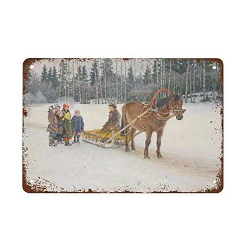 Schlittenfahrt mit Kindern, Winter-Wandkunst, Retro-Blechschild, Vintage-Metallschilder, Vintage-Wanddekoration, Blechschild, lustige Dekorationen für Zuhause, Bar, Pub, Café, Bauernhof, Zimmer Schlittenfahrt mit Kindern, Winter-Wandkunst, Retro-Blechschild, Vintage-Metallschilder, Vintage-Wanddekoration, Blechschild, lustige Dekorationen für Zuhause, Bar, Pub, Café, Bauernhof, Zimmer von Authere