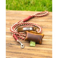 Chestnut Brown Personalisierte Seil Hundeleine & Lederhalsband Set Mit Poop Beutel Halter - Handgemachtes Geflochtenes Leinengeschenk Für von AuthorL