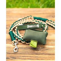Waldgrün Personalisierte Seil Hundeleine & Passendes Lederhalsband Set Mit Poop Bag Halter - Handgefertigte Geflochtene Outdoor Leine Geschenk Für von AuthorL