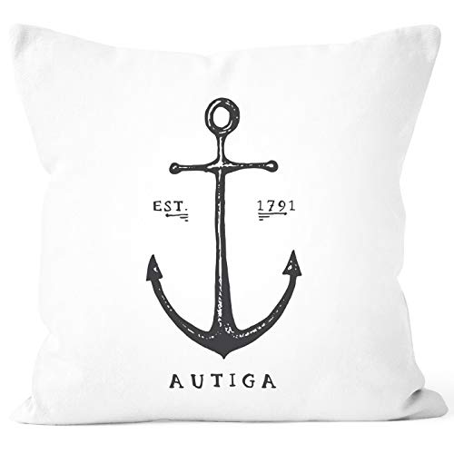 Autiga® Kissenbezug Anker Anchor maritim Vintage Kissenhülle Autiga weiß Unisize von Autiga